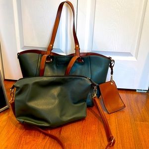 G.H. Bass & Co Dark Green Tote and Side Body bag